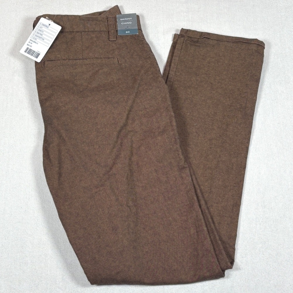 Hawkings McGill Mens Skinny Chino Pants Brown Textured Size 30 Slim Fit NEW